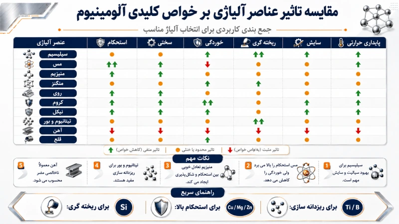 مقایسه اثرات عناصر آلیاژی در آلومینیوم