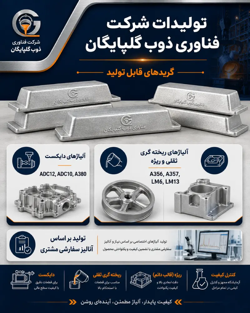 مقایسه برخی از تولیدات شرکت فناوری ذوب گلپایگان